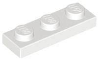 LEGO PLATE 3623 1x3 biela NOVINKA (5g) 9 ks.