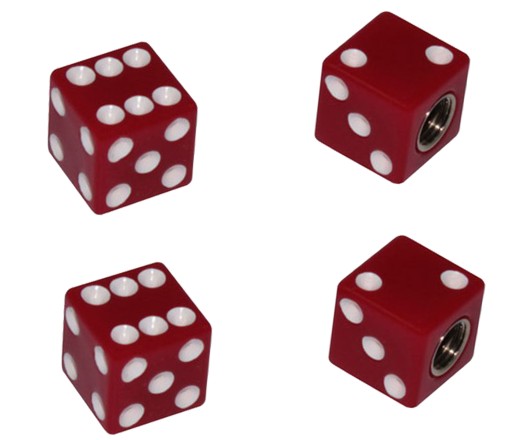 Krytky ventilov kolies Quad ATV Game Dice Red 2x