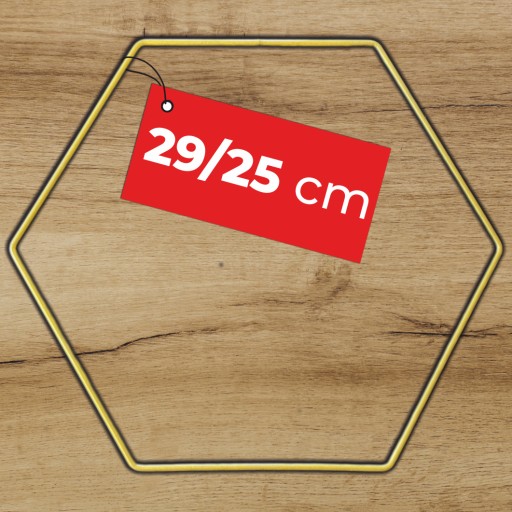 Kovová obruč MATT GOLD HEXAGON pre lapače snov a drôtená základňa makramé