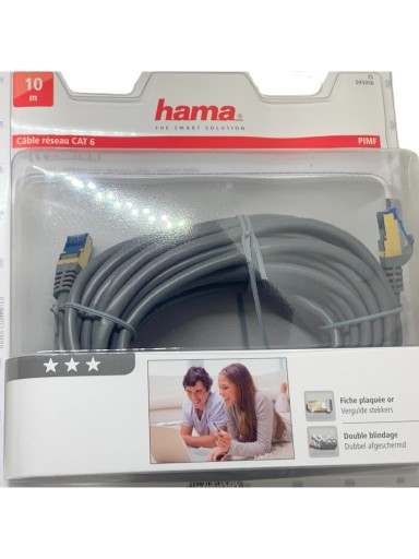 LAN ETHERNET RJ45 CAT 6 HAMA 10 M ZLATÝ INTERNETOVÝ KÁBEL