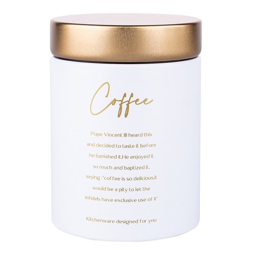 Dóza na kávu, kovová kuchynská nádoba, Altom Design Coffee, biela