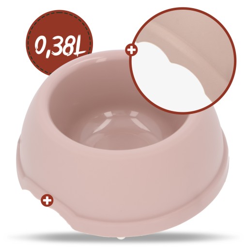 Plastová miska pre psov S, 0,38L, béžová, priem 17 cm,