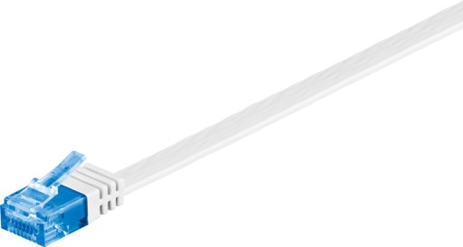 Sieťový patch kábel LAN RJ45 cat.6A plochý U/UTP, biely 0,5 m