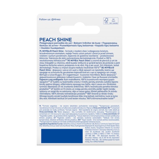 NIVEA PEACH SHINE Ochranný hydratačný rúž 4,8g