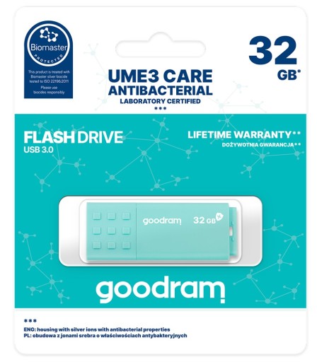 Antibakteriálna pamäťová jednotka GOODRAM 32GB UME3 CARE 3.0