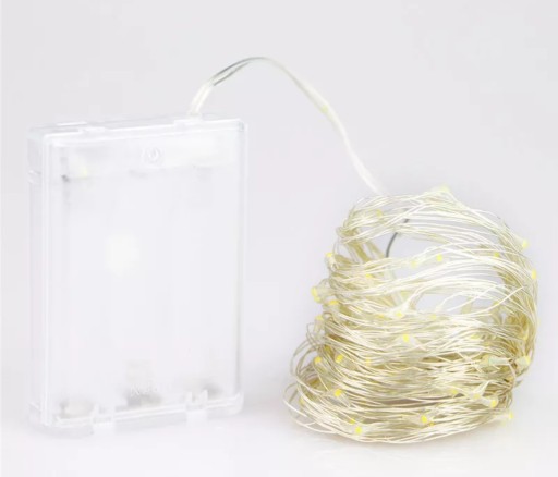 100 LED DRÔTOVÝCH LAMPY, NA BATÉRIU, BIELE SVETLO