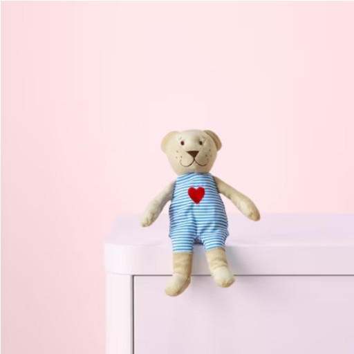 Malý béžový medvedík so srdiečkom pre deti predškolského veku 21 cm FABLER BJOR