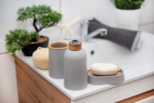 KÚPEĽŇOVÝ HRNČEK, šedý ESPINO, na hygienické doplnky, jednoduchý a matný
