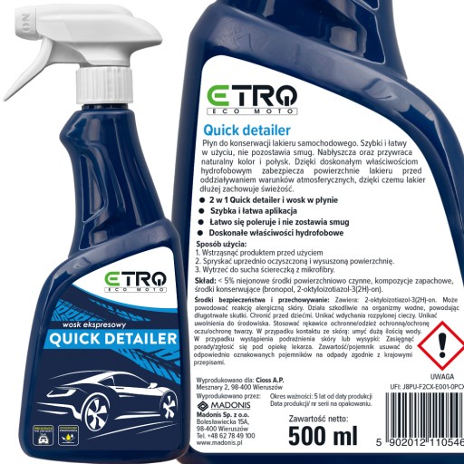 Quick Detailer expresný vosk 500 ml - ETRO T003