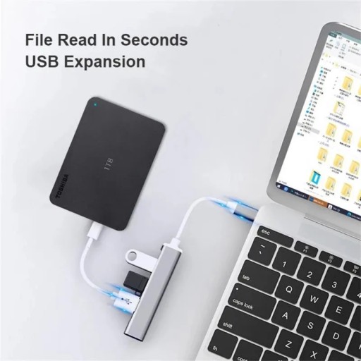 NÁBOJOVÝ ADAPTÉR PORTOVÝ ROZDELIČ USB A na C 3.0 4v1