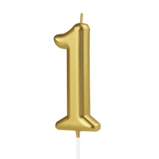 NARODENINOVÁ TORTA SVIEČKA ČÍSLO 1 ZLATÁ METALIKA 10 CM NARODENINY