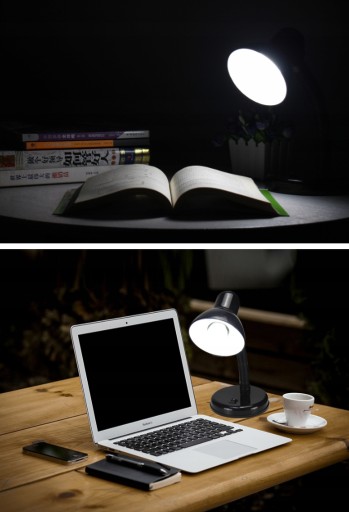Stolná LED lampa na čítanie E27, nastaviteľný vypínač, kábel