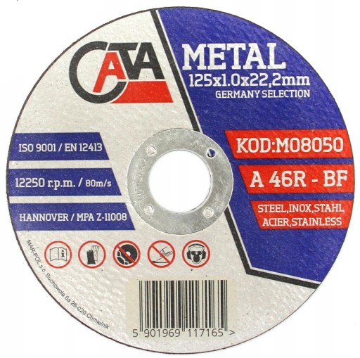 DISKY KOVOVÉ REZNÉ DISKY 125x1 CATA INOX 125MM