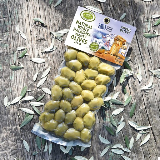 KORVEL Grécke olivy (Chalkidiki Green), sada dvoch balení, 500g