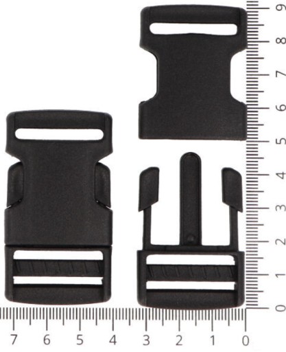 PLASTOVÁ ZÁPADKA NA PÁSKU 2,5 cm 25 mm - ČIERNA