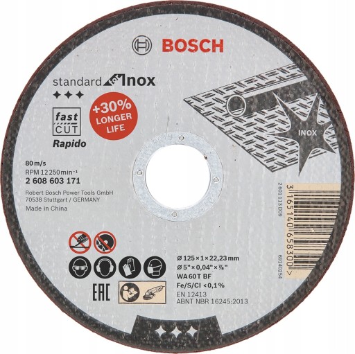 ŠTITNÉ KOTOUČE na rezanie INOX kovu 125x1mm BOSCH