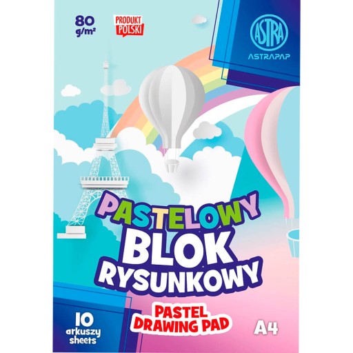 Astra podložka na kreslenie, 10 pastelových listov, A4
