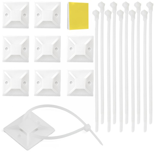 10x SAMOLEPIACI ORGANIZÁTOR KÁBLOV DRŽIAK KÁBLOV LEPIDLO 20x20mm