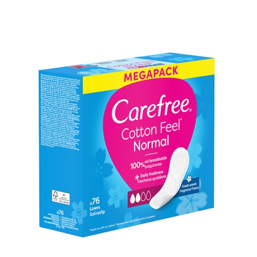 CAREFREE Cotton Fresh hygienické vložky svieža vôňa 76 ks