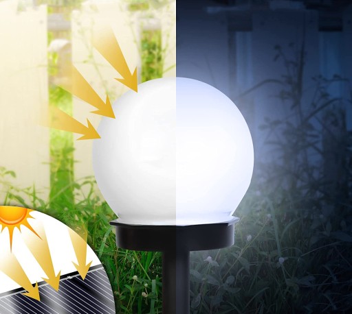 LED SOLÁRNA ZÁHRADNÁ LAMPA BIELA GUĽA 10cm