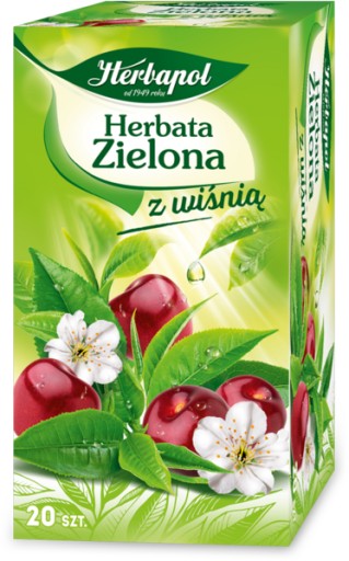 Zelený čaj vo vrecúškach Herbapol s čerešňou 20 ks