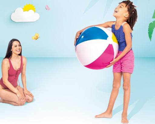 PLÁŽOVÁ LOPTA DO BAZÉNOVEJ VODY FAREBNÁ DÚHOVÁ NAFUKOVACIA 61 cm INTEX 59030
