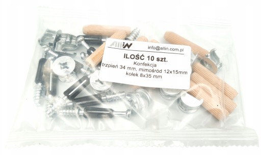 Excentrická spojka na nábytok, dĺžka 24 + kolík 8x30 mm