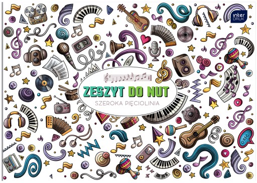 Hudobný zošit, široká linka, B5, mix, 16 listov, medzitlač