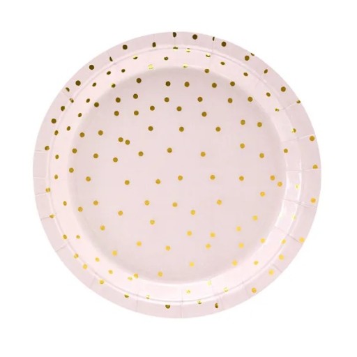 Papierové narodeninové taniere Ročné narodeninové bodky z ružového zlata 18cm x6