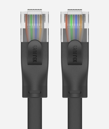 Unitek čierny plochý UTP Ethernet Cat.6 sieťový kábel 2m 1Gbps