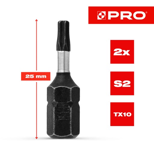 Nárazový bit TX10 Nárazový bit 25mm | Nárazový bit pre skrutkovač 2 ks.
