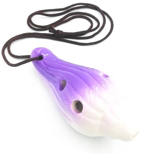 mini OCARINA keramická škrupina fialová 6 otvorov rukoväte okaríny