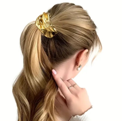 Gumička do vlasov FROTKA scrunchies, ZLATÁ METALICKÁ, lesklá