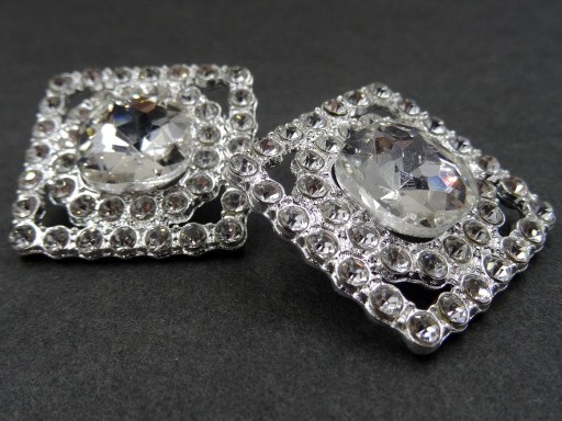 25mm Ozdobné gombíky 1ks STRIEBORNÉ zirkóny SILVER OZ52 17288