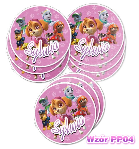 12ks Nálepky s názvom Paw Patrol 6,5cm