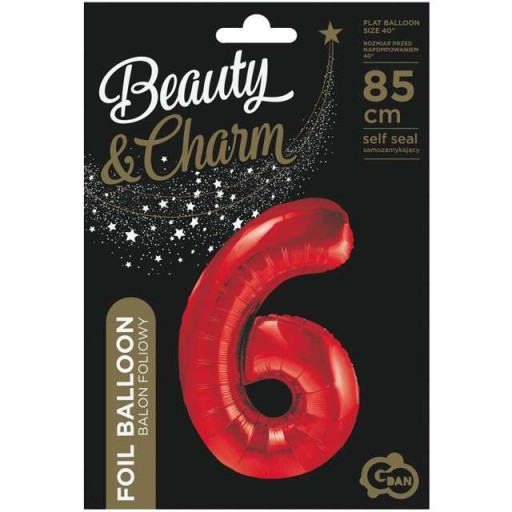 Fóliový BALÓN ČÍSLO číslo 6 NARODENINY červená 60. st
