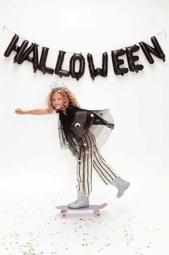 HALLOWEENSKÉ DEKORÁCIE ČIERNE BALÓNKY FÓLIE NÁVOD NA NÁVOD FÓLIA GALANDA BANNER 230cm PARTYDECO