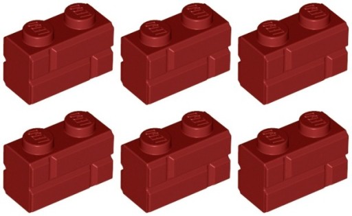 LEGO 98283 TEHLA 1x2 tmavo červená (6g) 6 ks.