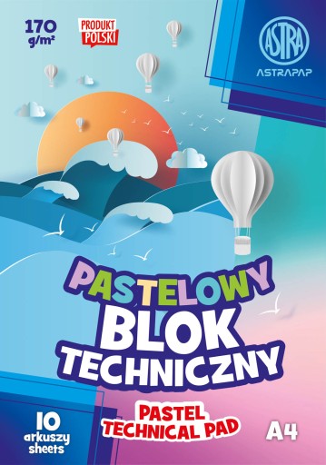 Astra farebný pastelový technický blok A4 10 farieb