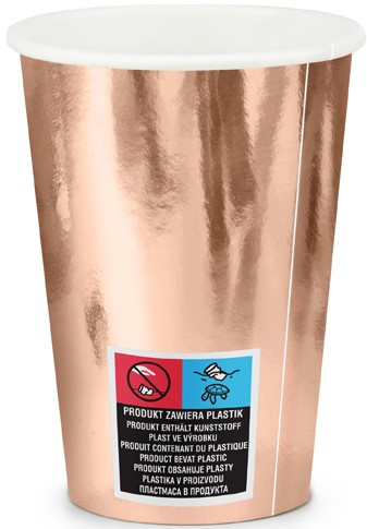RUŽOVÉ ZLATÉ ružovo zlaté papierové poháre na slepačiu párty 220 ml 6 ks