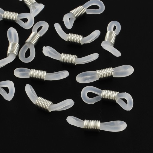 Držiaky na okuliare, Silikón, Železné prvky, 18-20x5-6mm, 20 ks