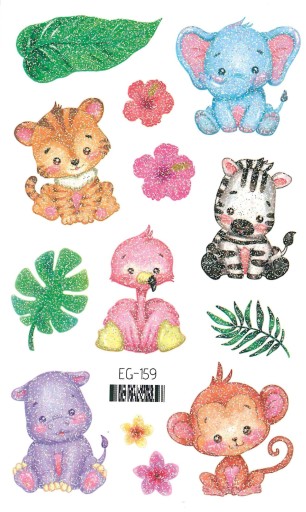 Umývateľné tetovanie pre deti GLITTER ANIMALS EG159