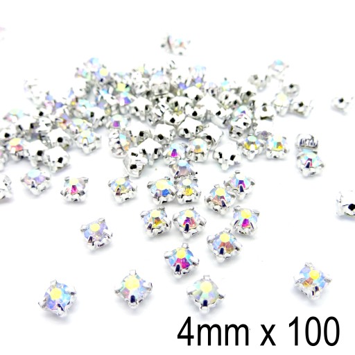 Štrasové kamienky Štrasové kamienky na šitie Iridescent 4mm x 100