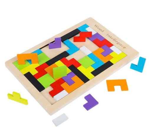 TETRIS PUZZLE DREVENÉ BLOKY MONTESSORI BLOCKS 3D LOGICKÁ HRA