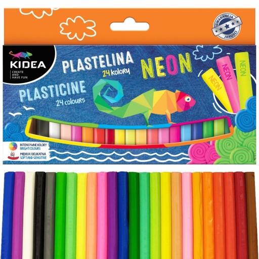 PLASTICINE KIDEA SCHOOL NEON 24 ŽIVÝCH FARIEB