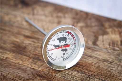 MÄSOVÝ TEPLOMER kuchynský na pečenie, presné meranie 0-120°C, oceľ