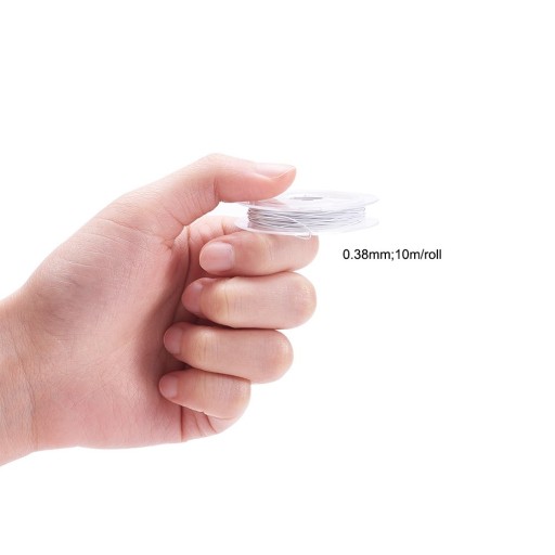 Oceľové lano na šperky s nylonovým poťahom, biely dym, 0,38 mm, 10 m/ cievka