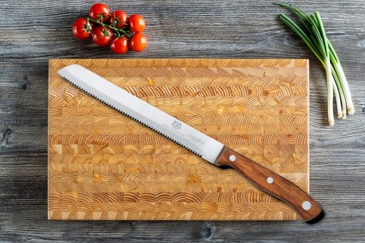 KUCHYŇSKÝ NÔŽ 20CM NA KRÁJANIE CHLEBA CHLIEB JEDLO KLASIKA S BRADOU
