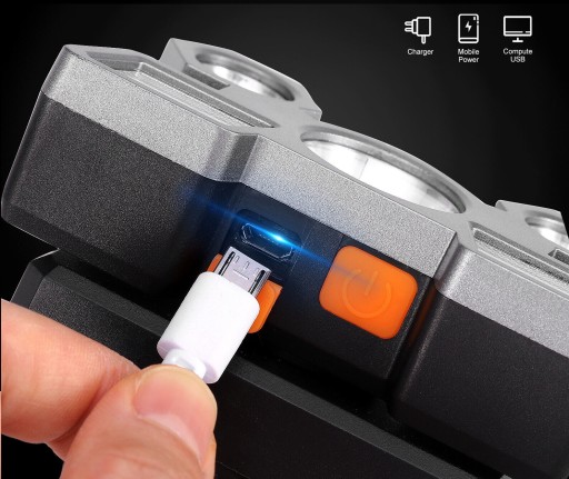 ČELOVÁ LAMPA 5 x LED VÝKONNÁ XPE USB BATÉRIA