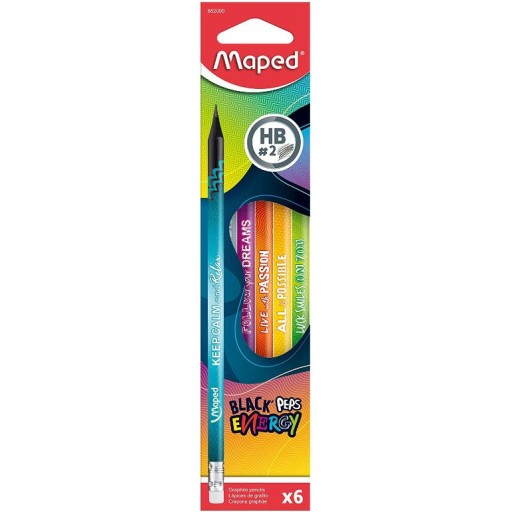 ceruzka s gumou BLACK'PEPS ENERGY 6 KS HB MAPED